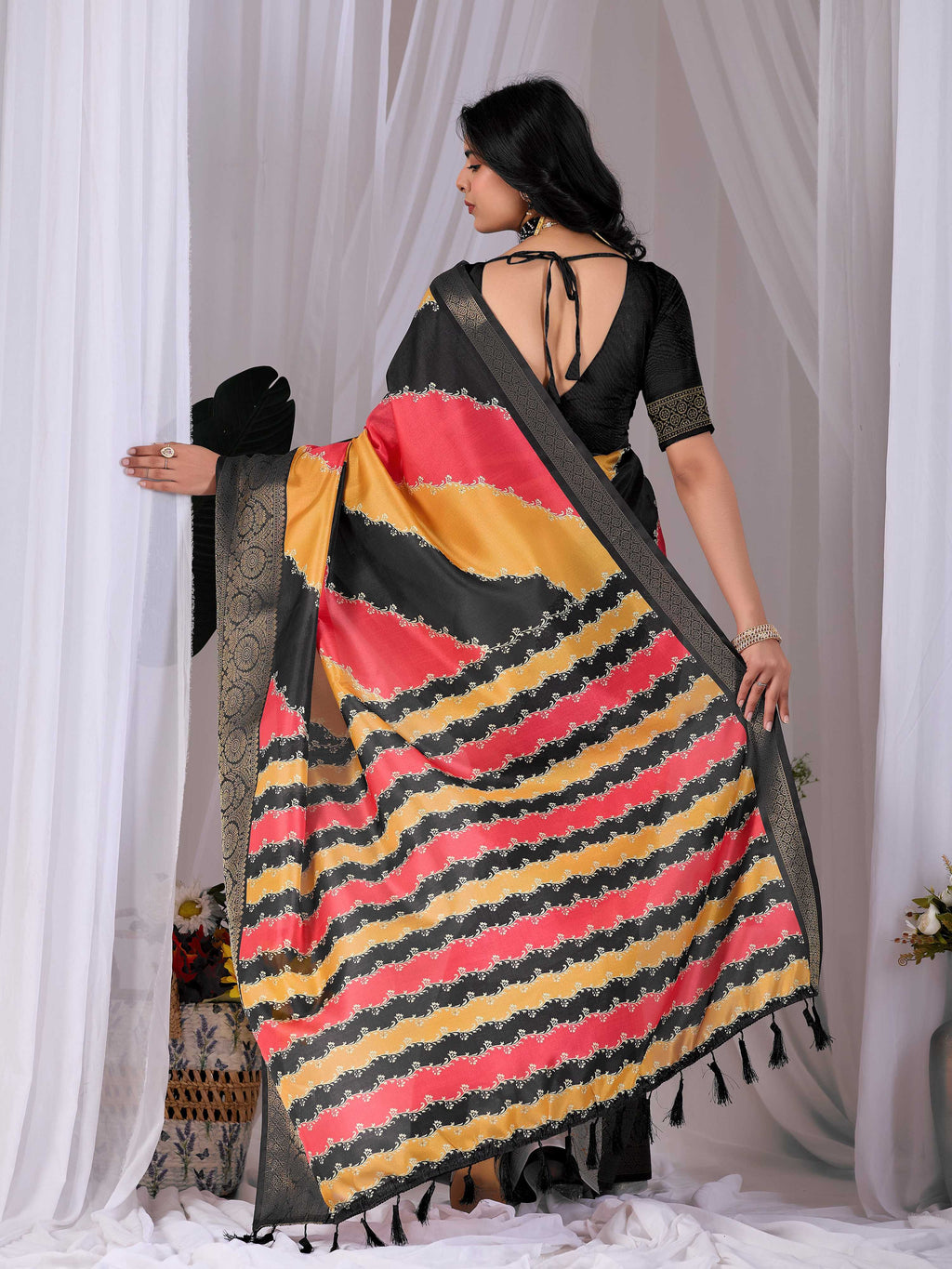 Aastha Fashion Multi Soft Lichi Silk Printed Saree