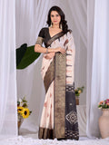 Aastha Fashion Cream Soft Lichi Silk Printed Saree