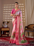 Aastha Fashion Pink Soft Lichi Silk Printed Saree