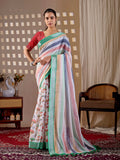 Aastha Fashion Multi Soft Linen Cotton Printed Saree
