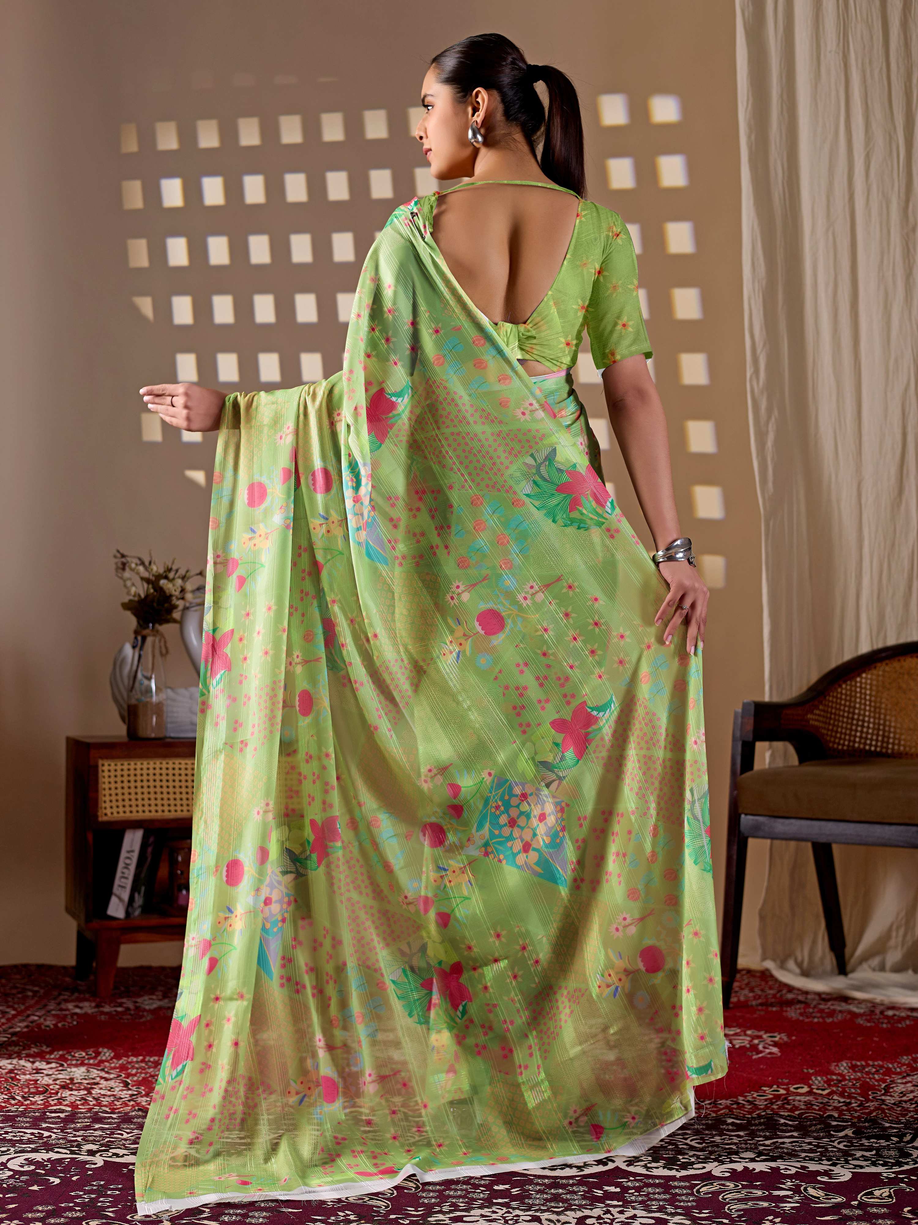 Aastha Fashion Pista Monsoon Printed Saree