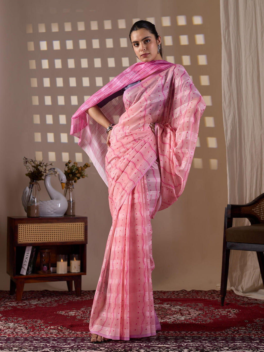 Aastha Fashion Pink Monsoon Printed Saree