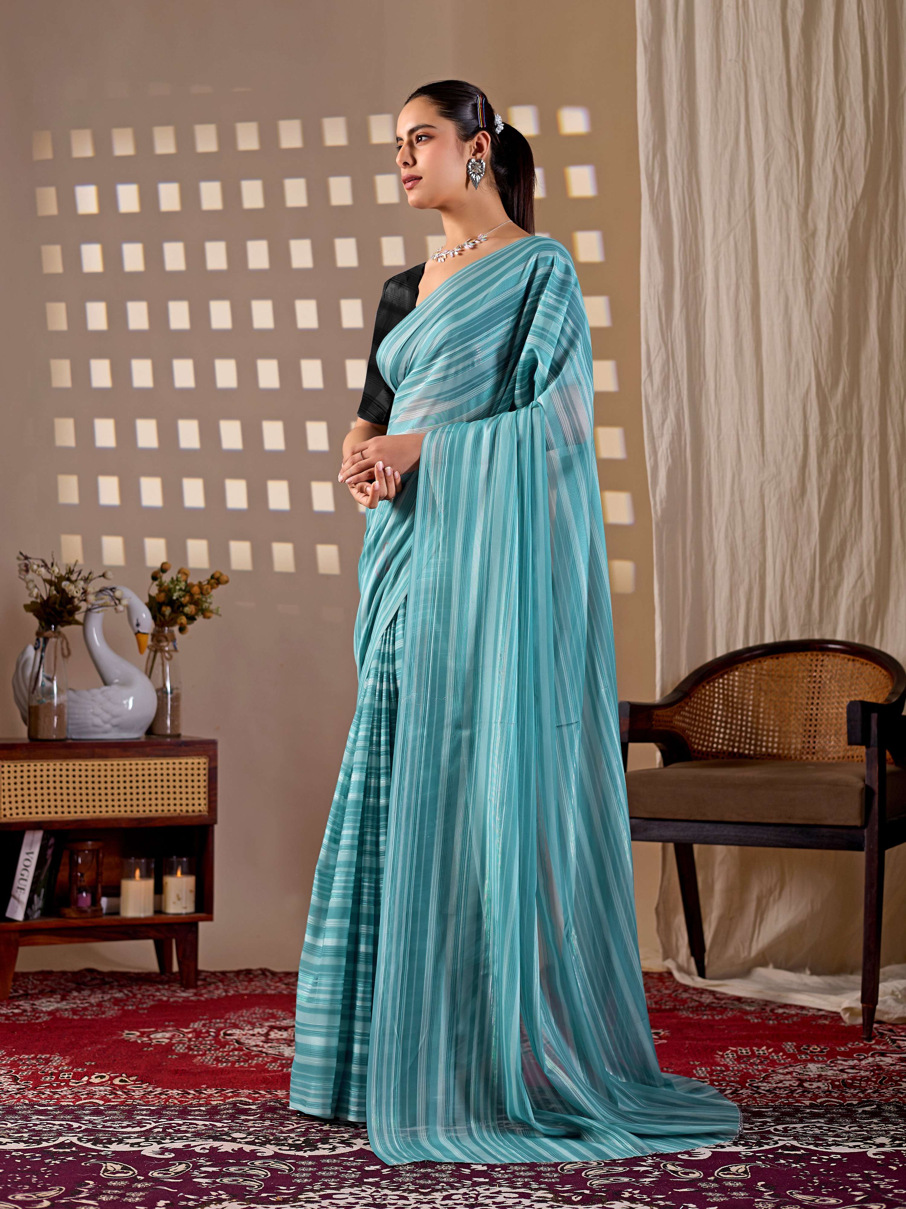 Aastha Fashion See Green Monsoon Printed Saree
