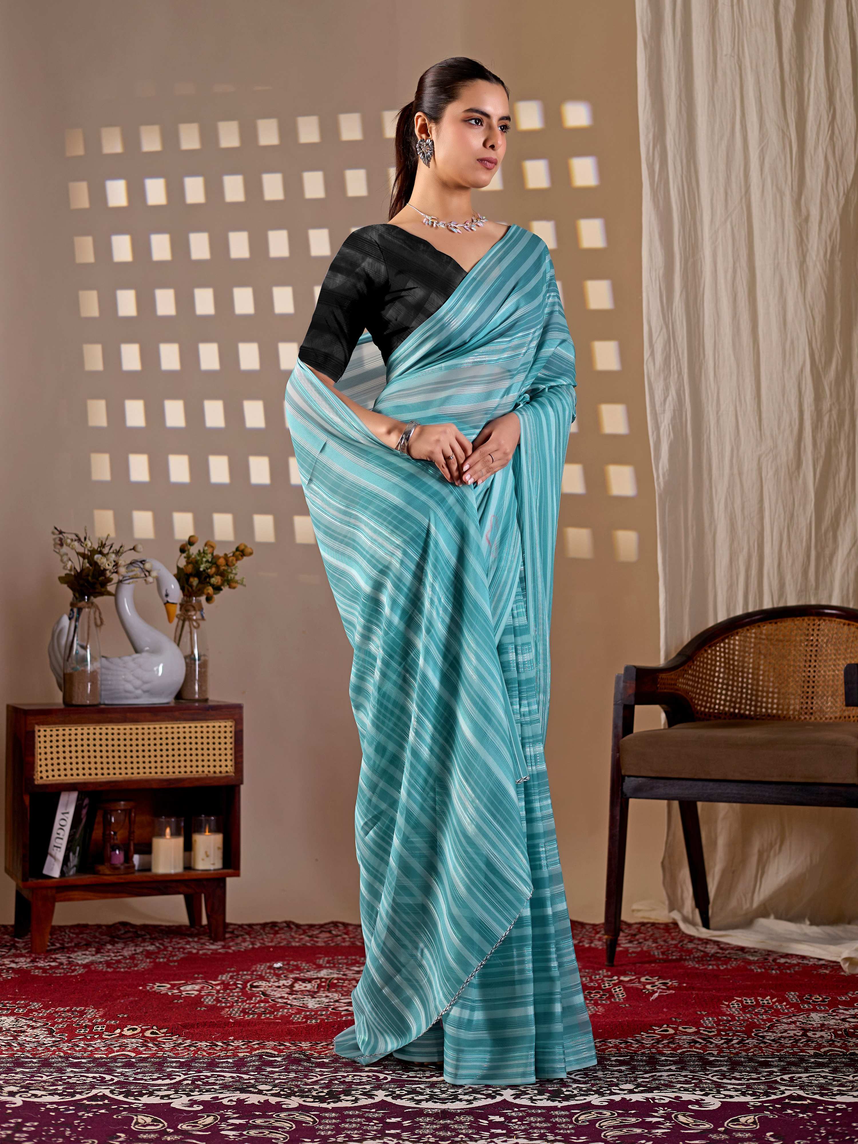 Aastha Fashion See Green Monsoon Printed Saree