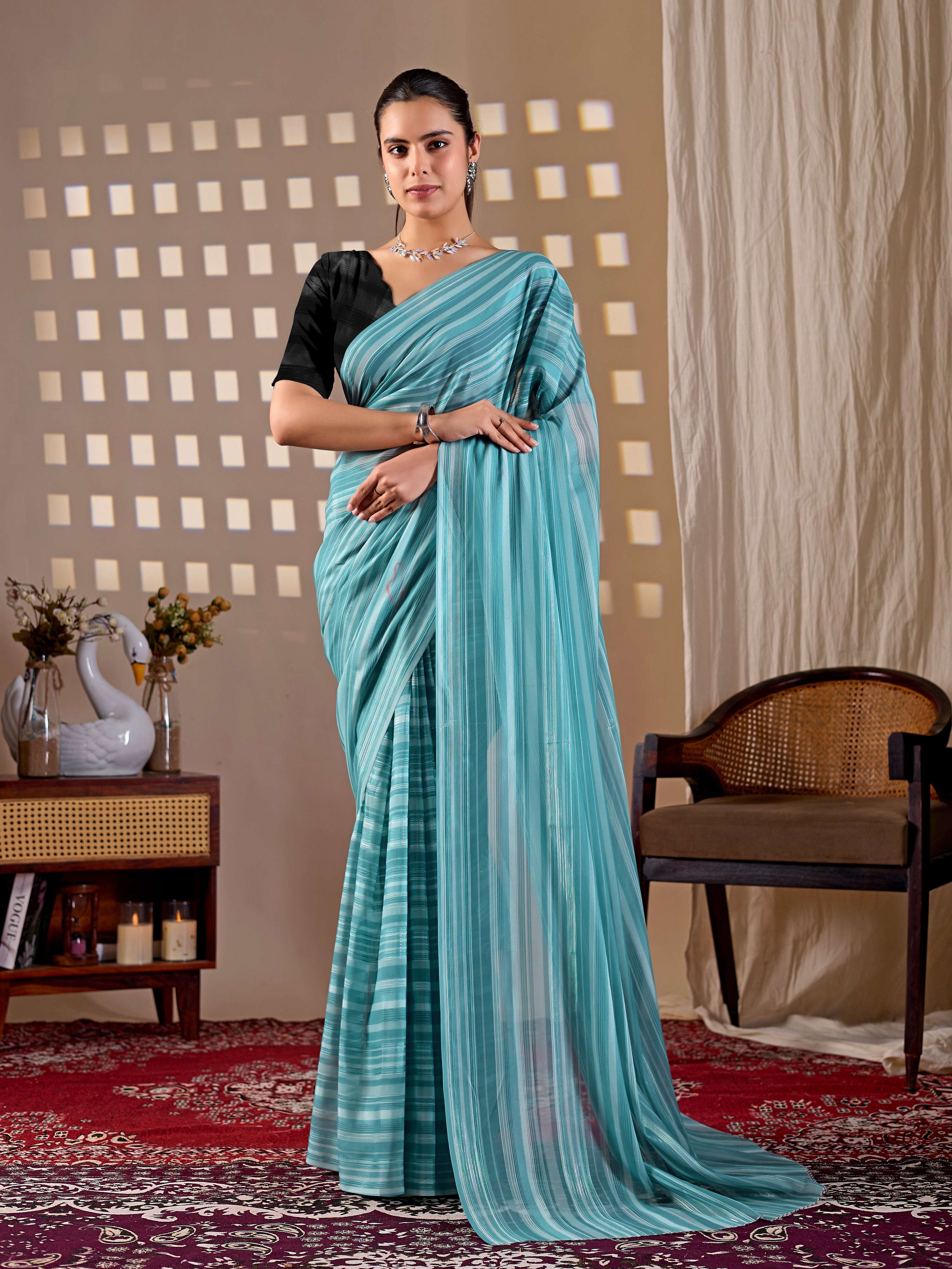 Aastha Fashion See Green Monsoon Printed Saree