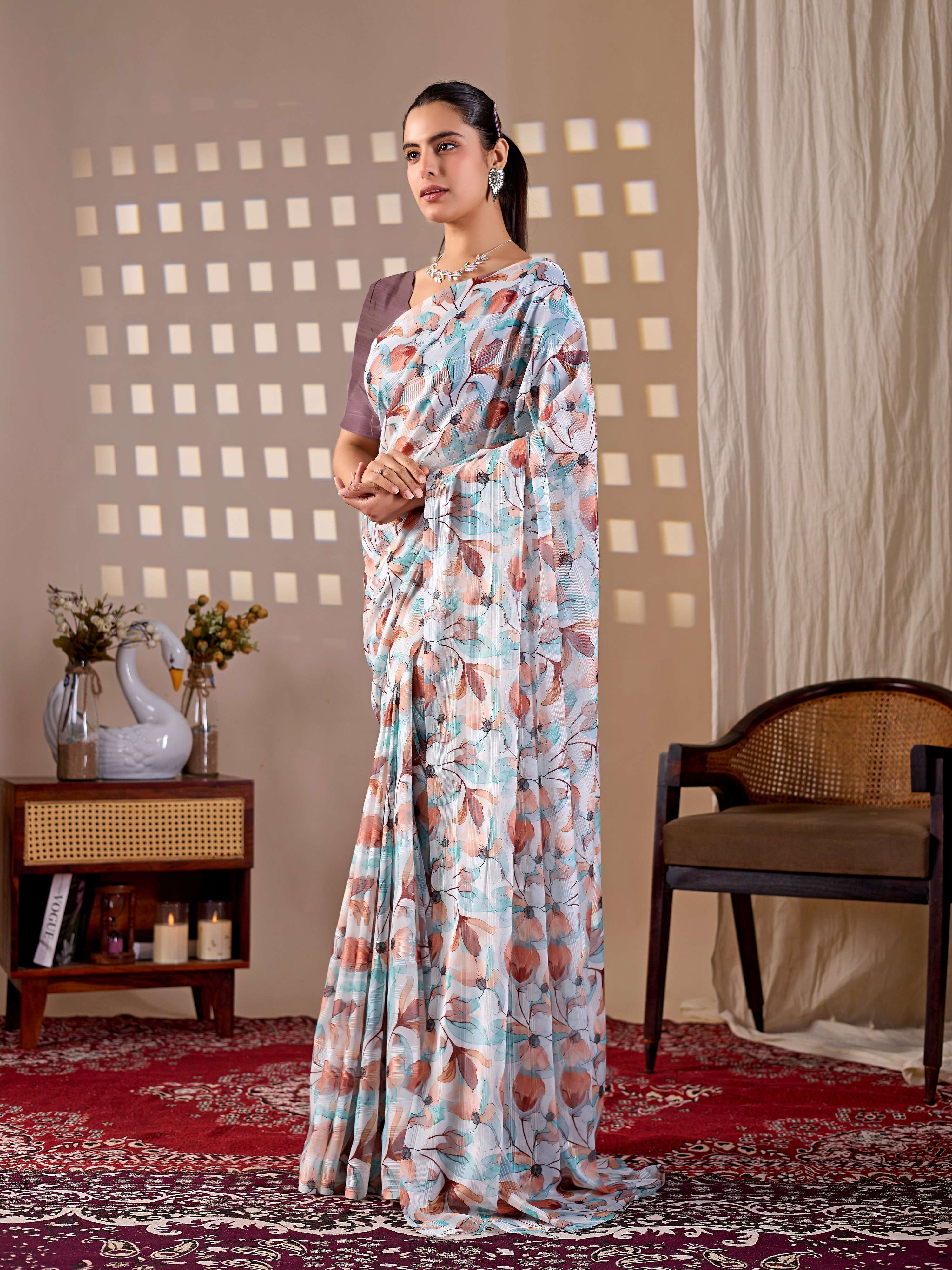Aastha Fashion Multi Monsoon Printed Saree