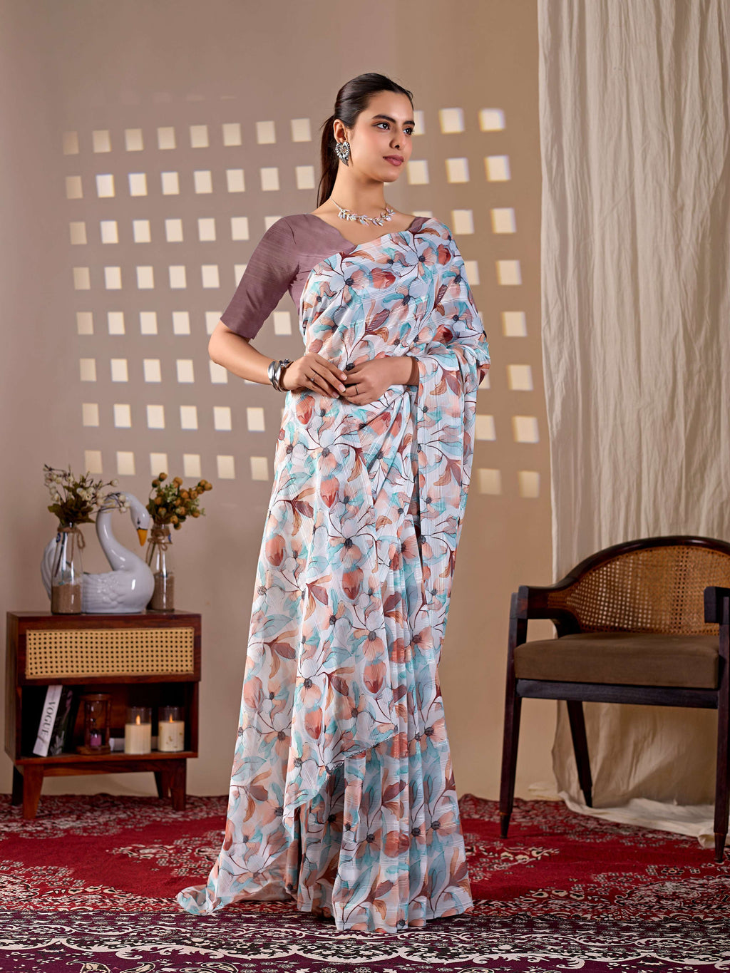 Aastha Fashion Multi Monsoon Printed Saree