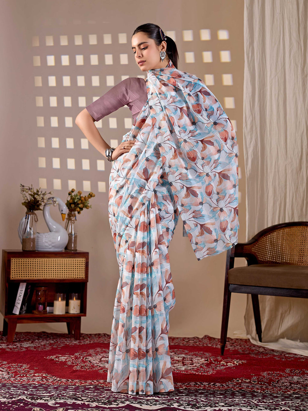 Aastha Fashion Multi Monsoon Printed Saree