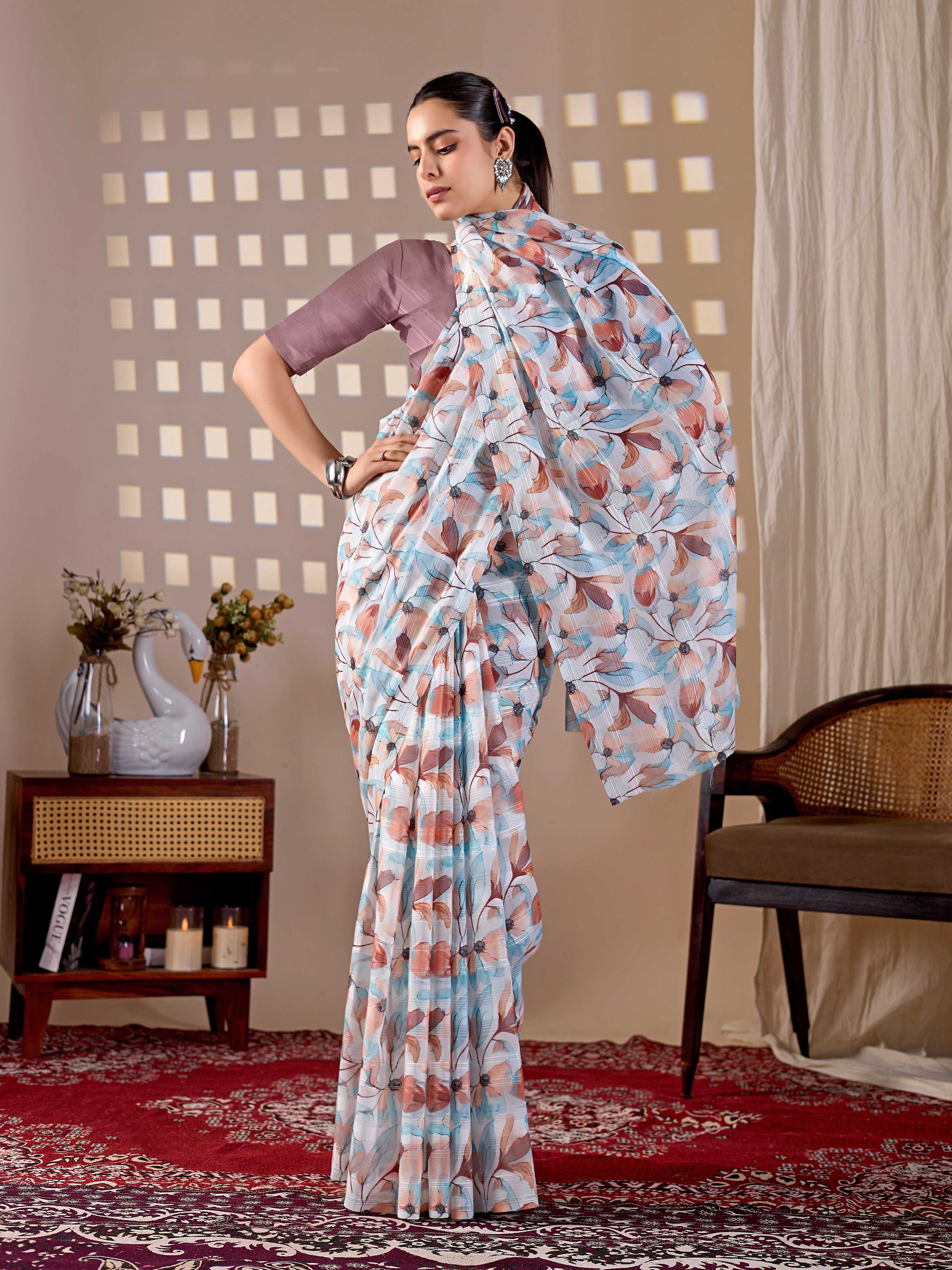 Aastha Fashion Multi Monsoon Printed Saree