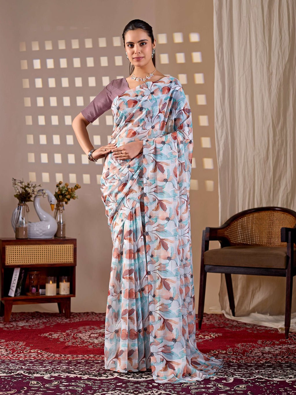 Aastha Fashion Multi Monsoon Printed Saree
