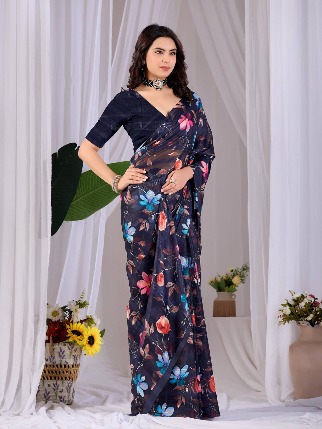 Aastha Fashion Multi Monsoon Printed Saree