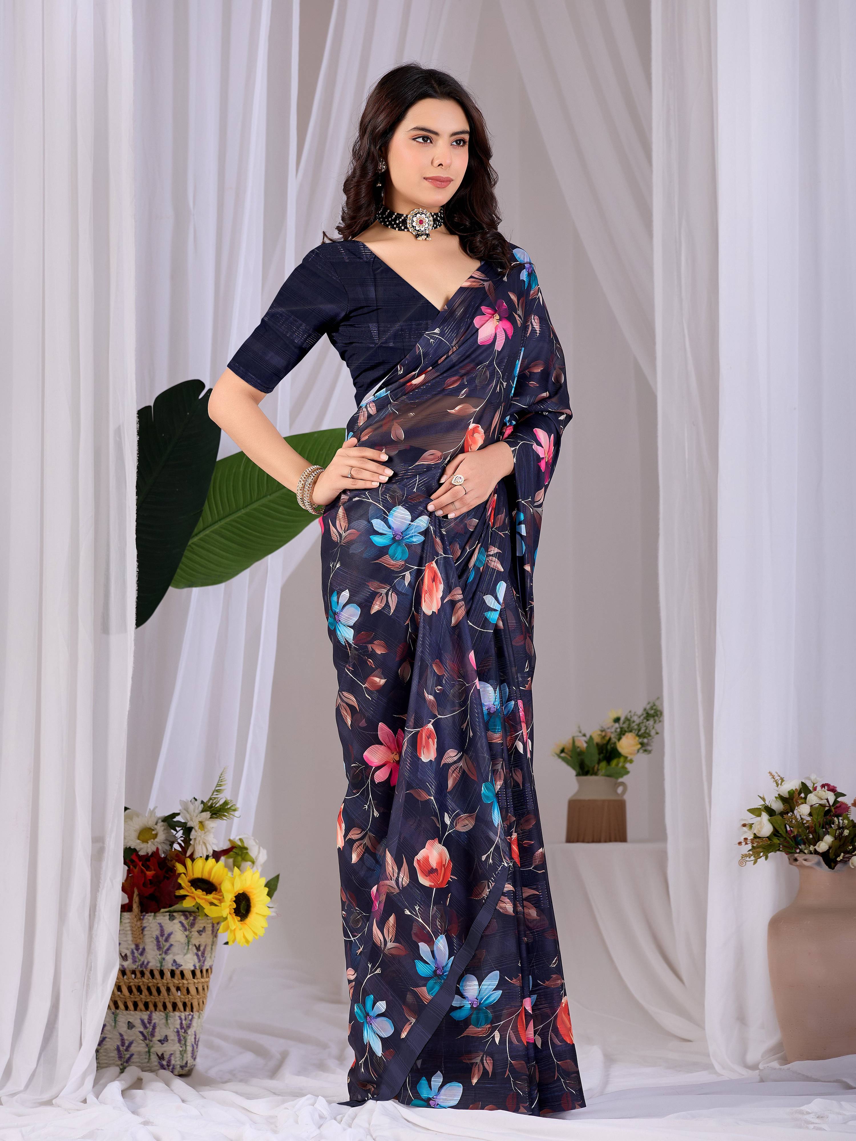 Aastha Fashion Multi Monsoon Printed Saree