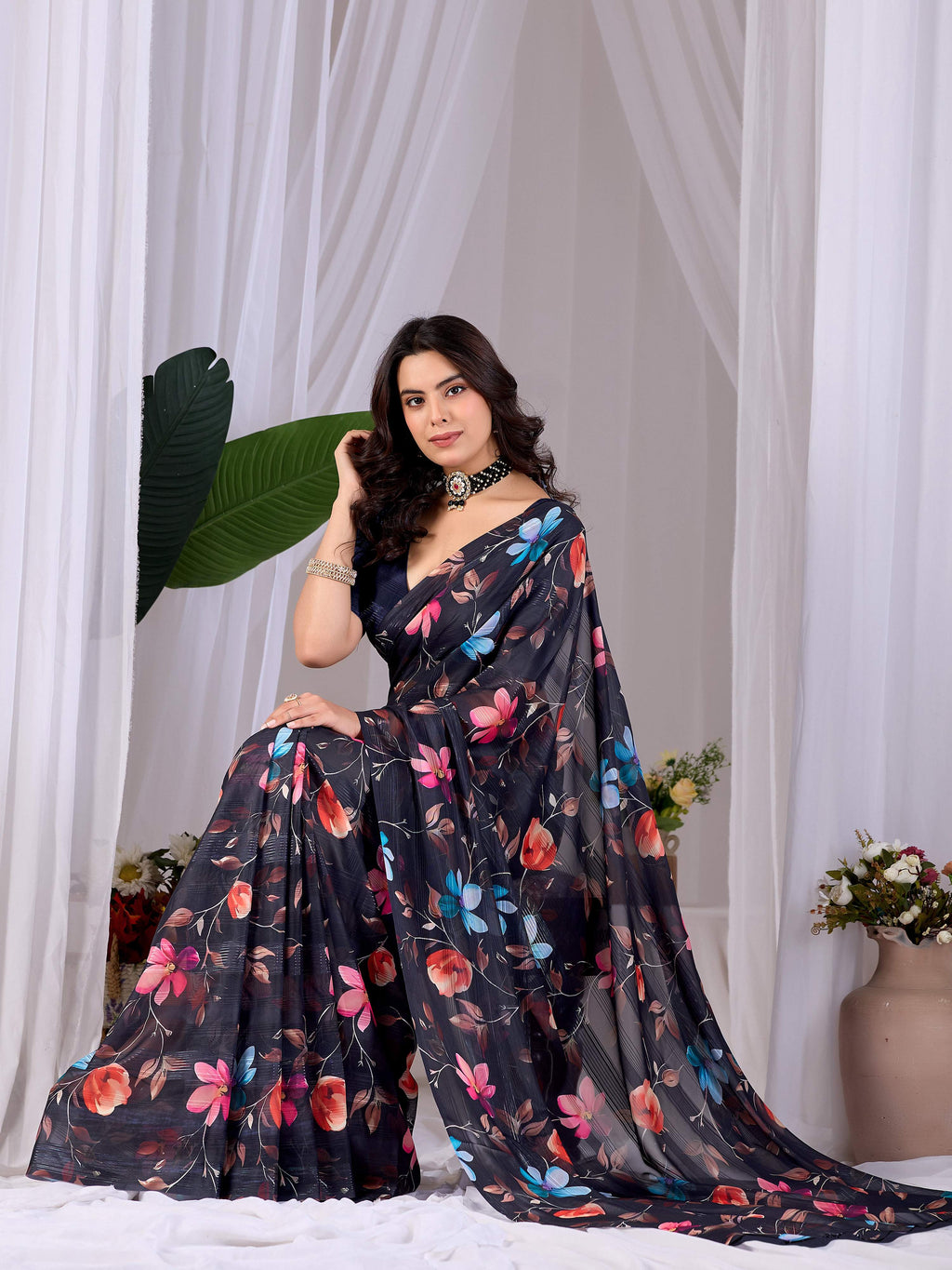 Aastha Fashion Multi Monsoon Printed Saree