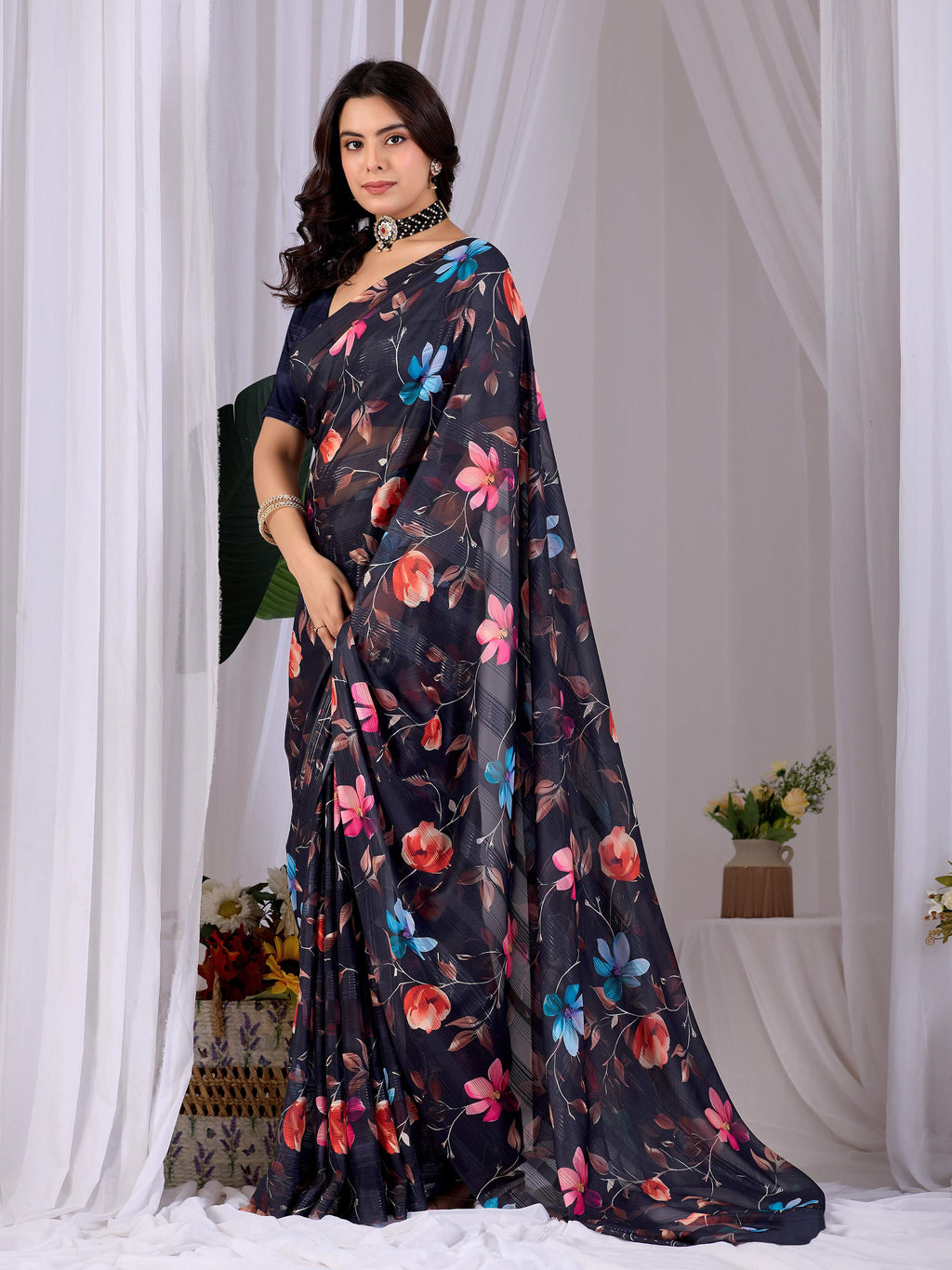 Aastha Fashion Multi Monsoon Printed Saree