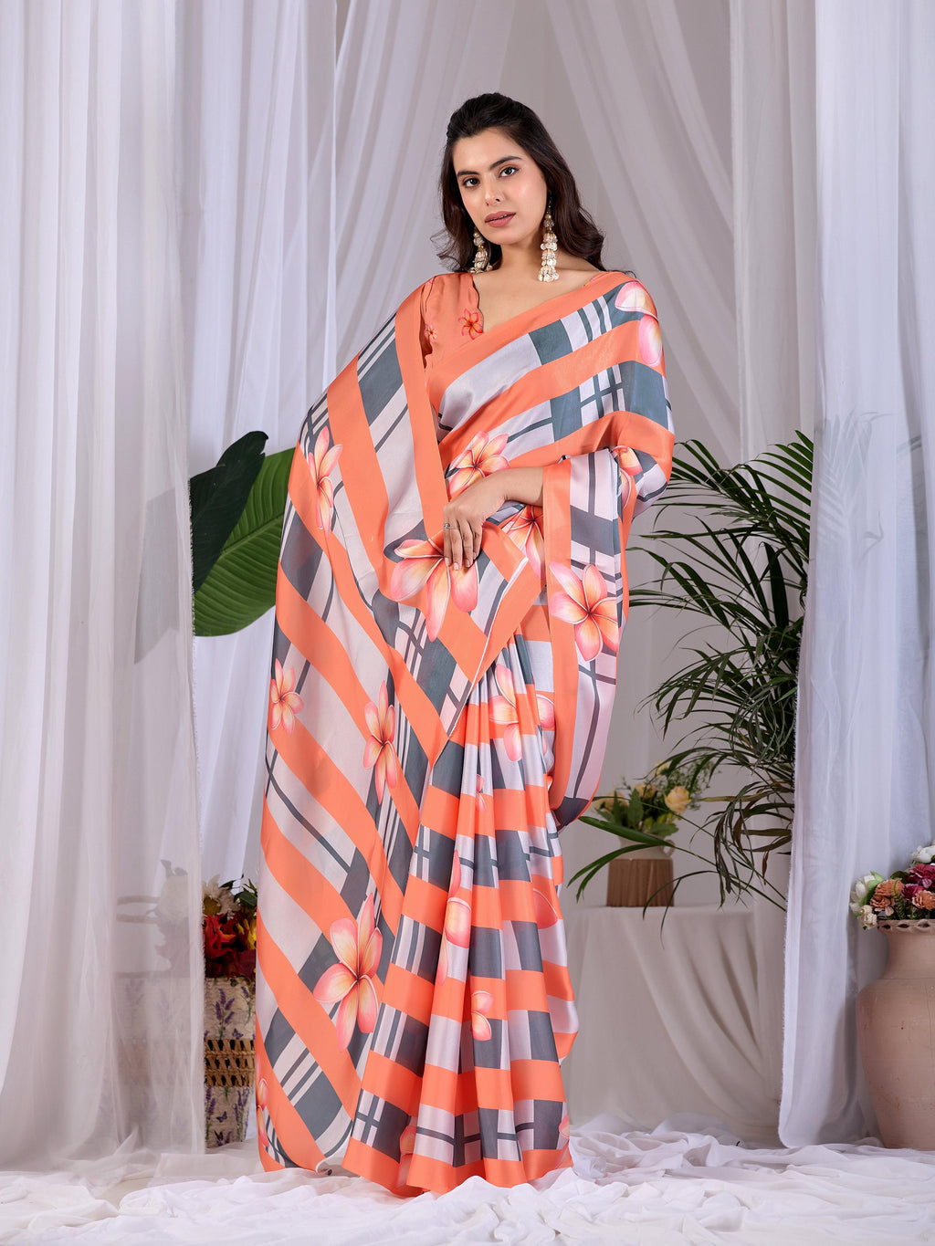 Aastha Fashion Multi Soft Satin Georgette Printed Saree