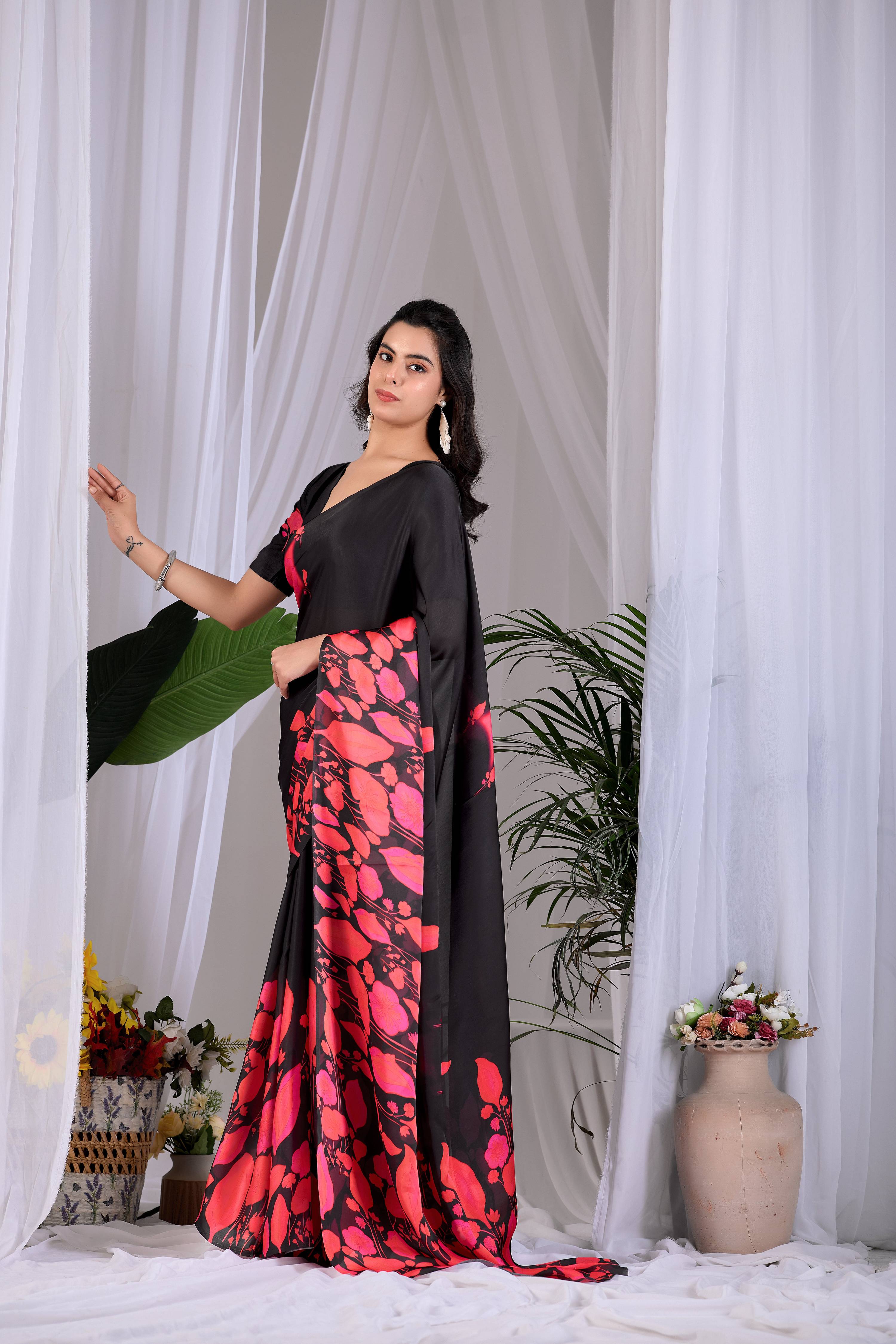 Aastha Fashion Multi Soft Satin Georgette Printed Saree