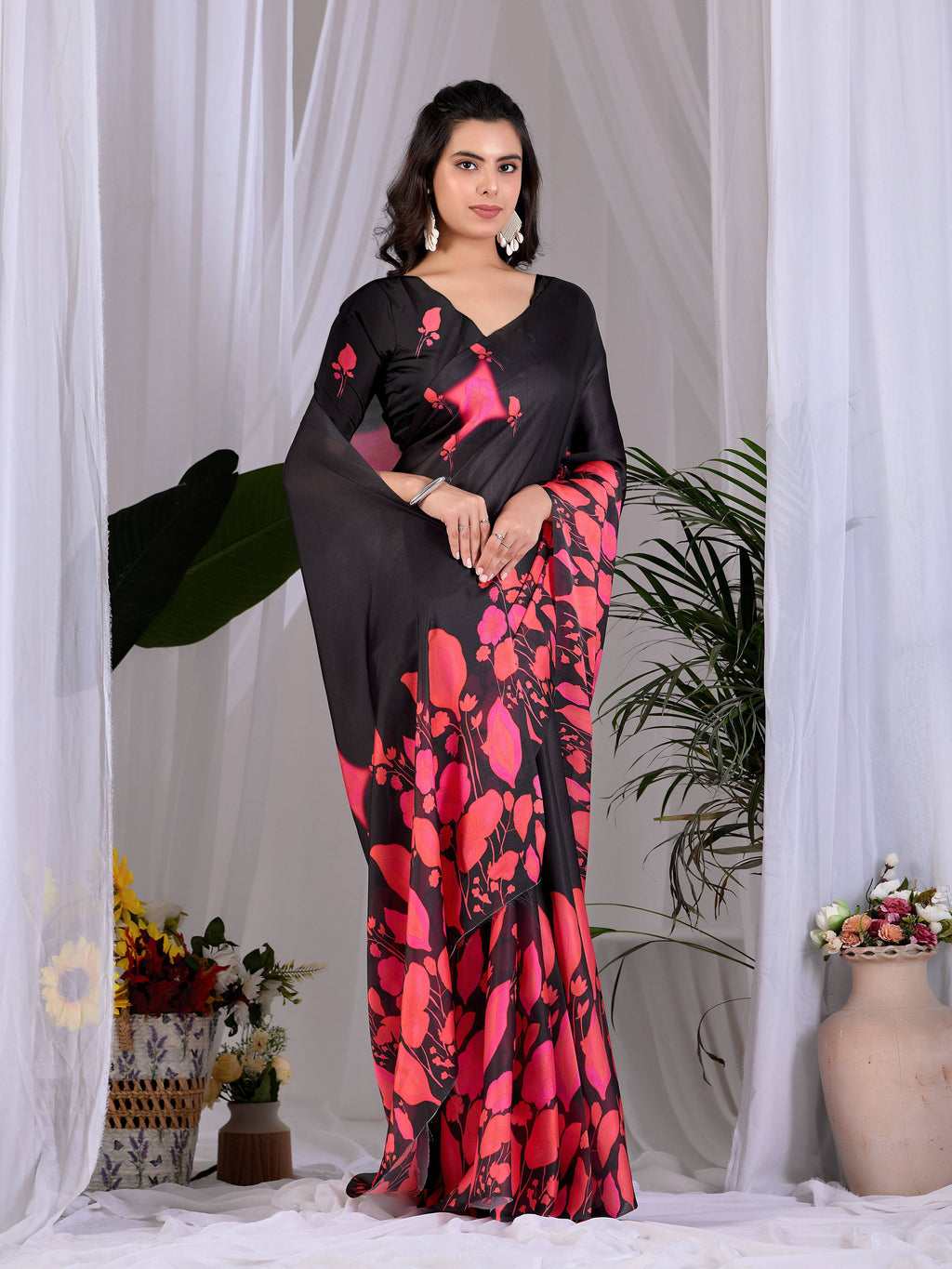 Aastha Fashion Multi Soft Satin Georgette Printed Saree