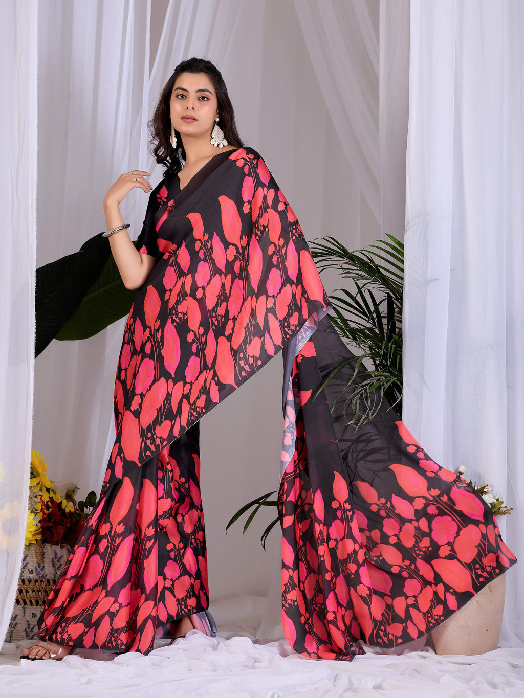 Aastha Fashion Multi Soft Satin Georgette Printed Saree