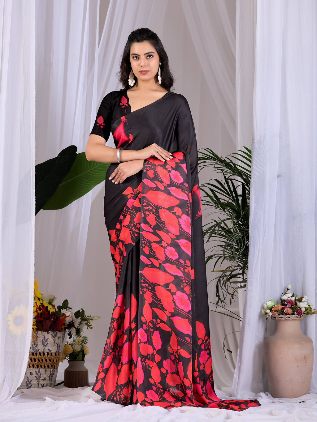 Aastha Fashion Multi Soft Satin Georgette Printed Saree