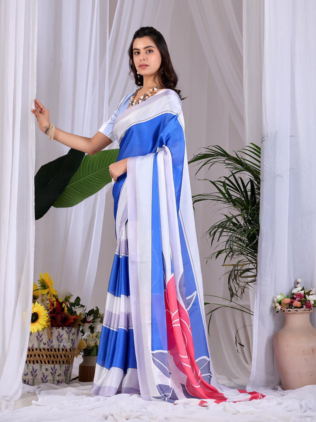 Aastha Fashion Multi Soft Satin Georgette Printed Saree