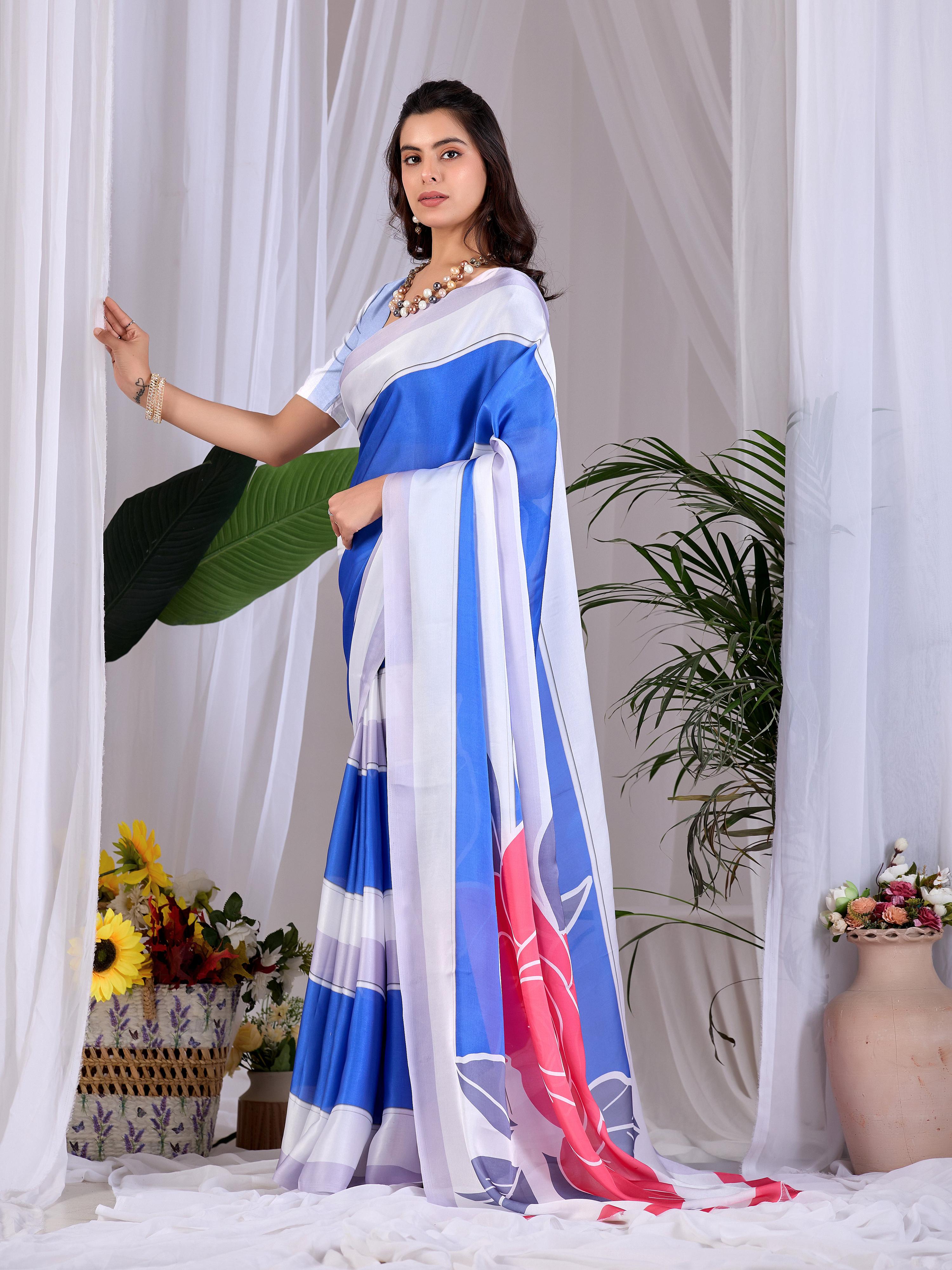 Aastha Fashion Multi Soft Satin Georgette Printed Saree