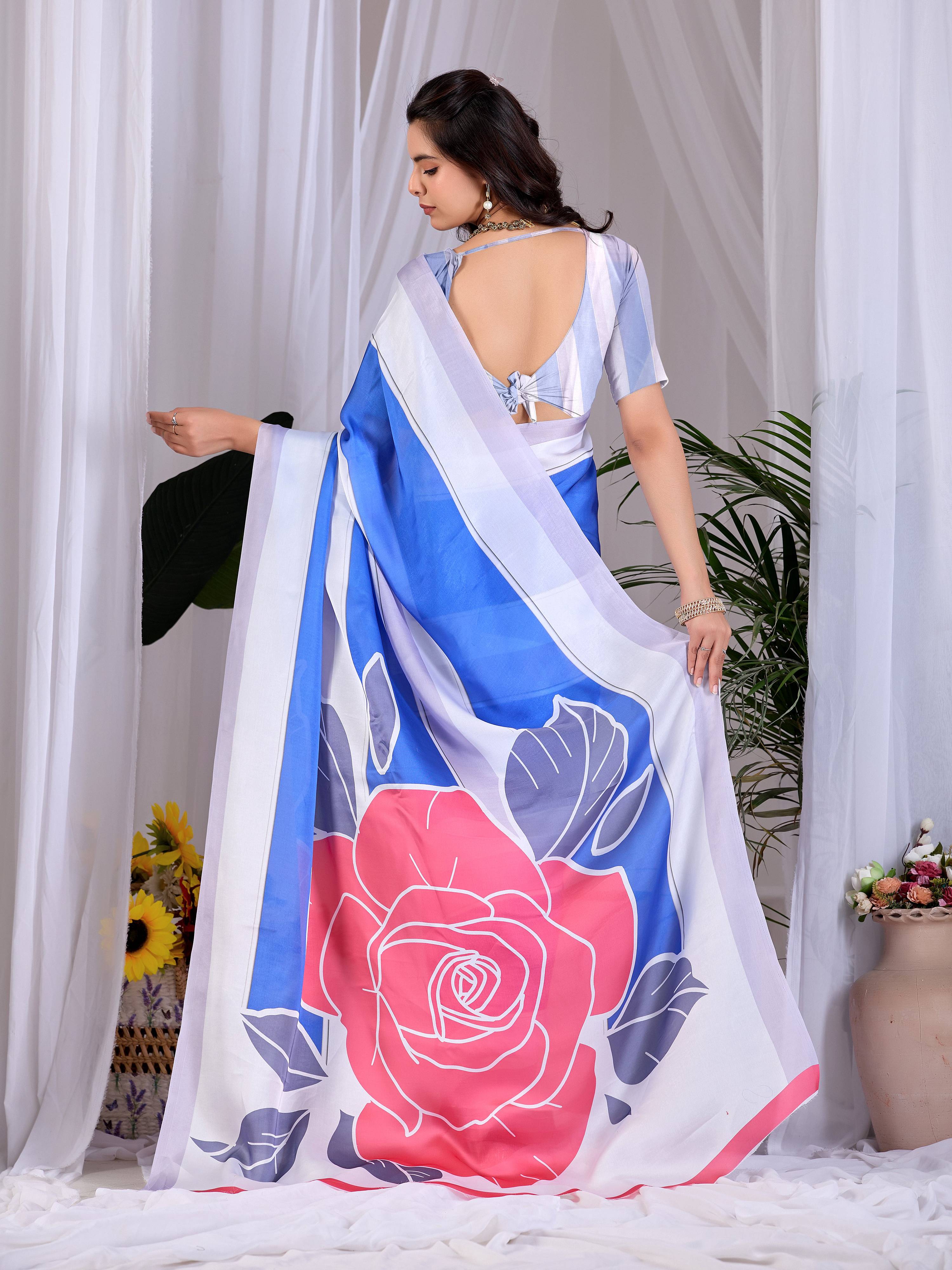 Aastha Fashion Multi Soft Satin Georgette Printed Saree