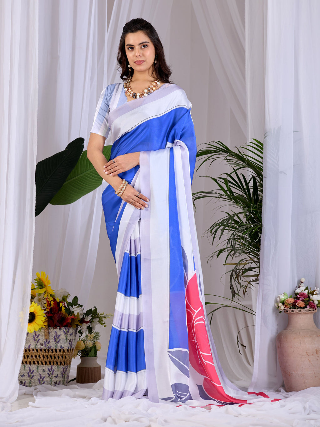Aastha Fashion Multi Soft Satin Georgette Printed Saree