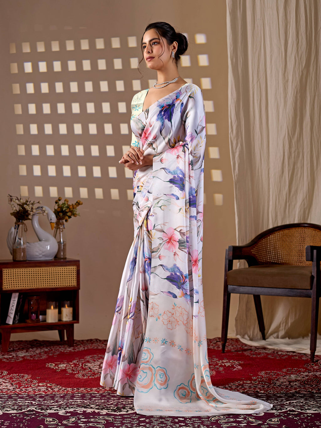 Aastha Fashion Multi Soft Satin Georgette Printed Saree