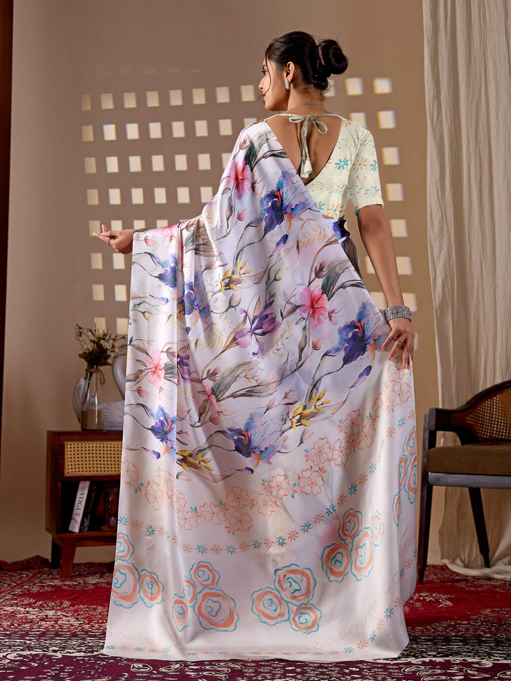 Aastha Fashion Multi Soft Satin Georgette Printed Saree