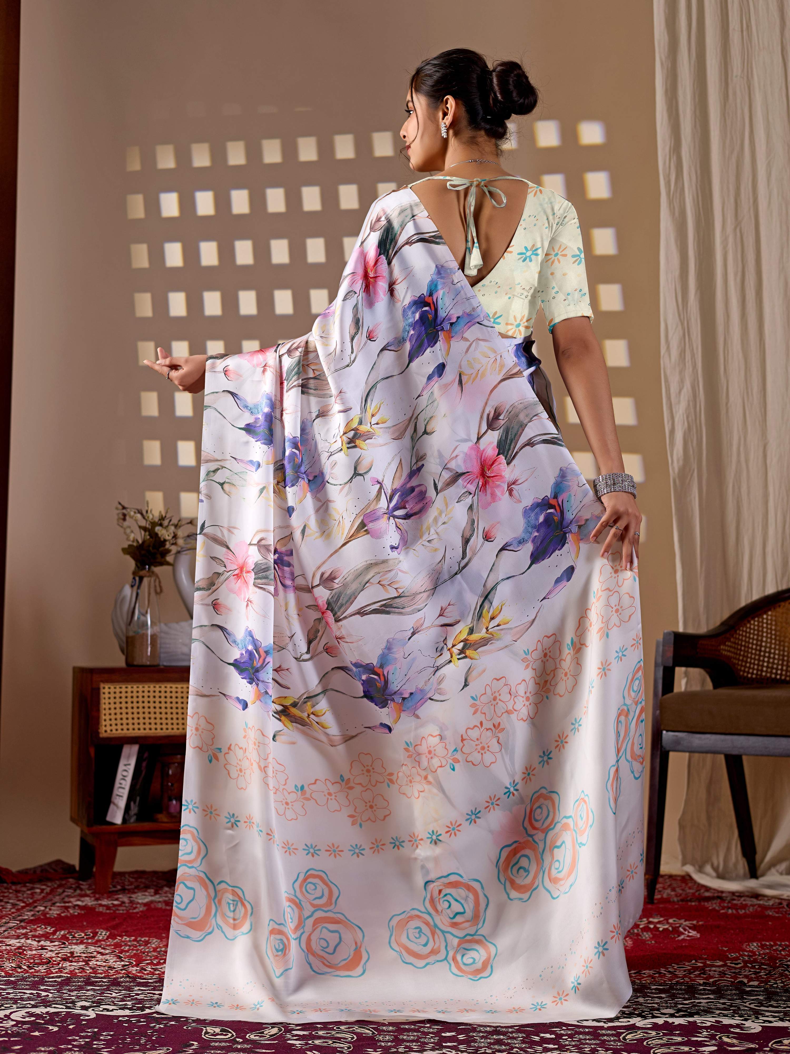 Aastha Fashion Multi Soft Satin Georgette Printed Saree