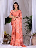 Aastha Fashion Rust Soft Satin Georgette Printed Saree