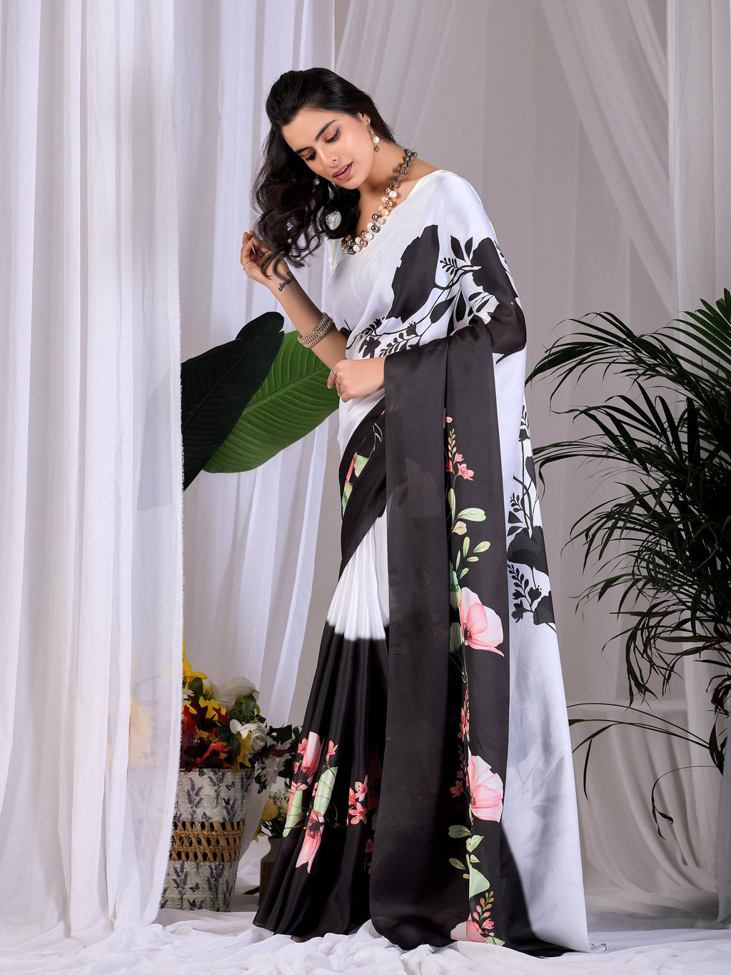 Aastha Fashion Multi Soft Satin Georgette Printed Saree