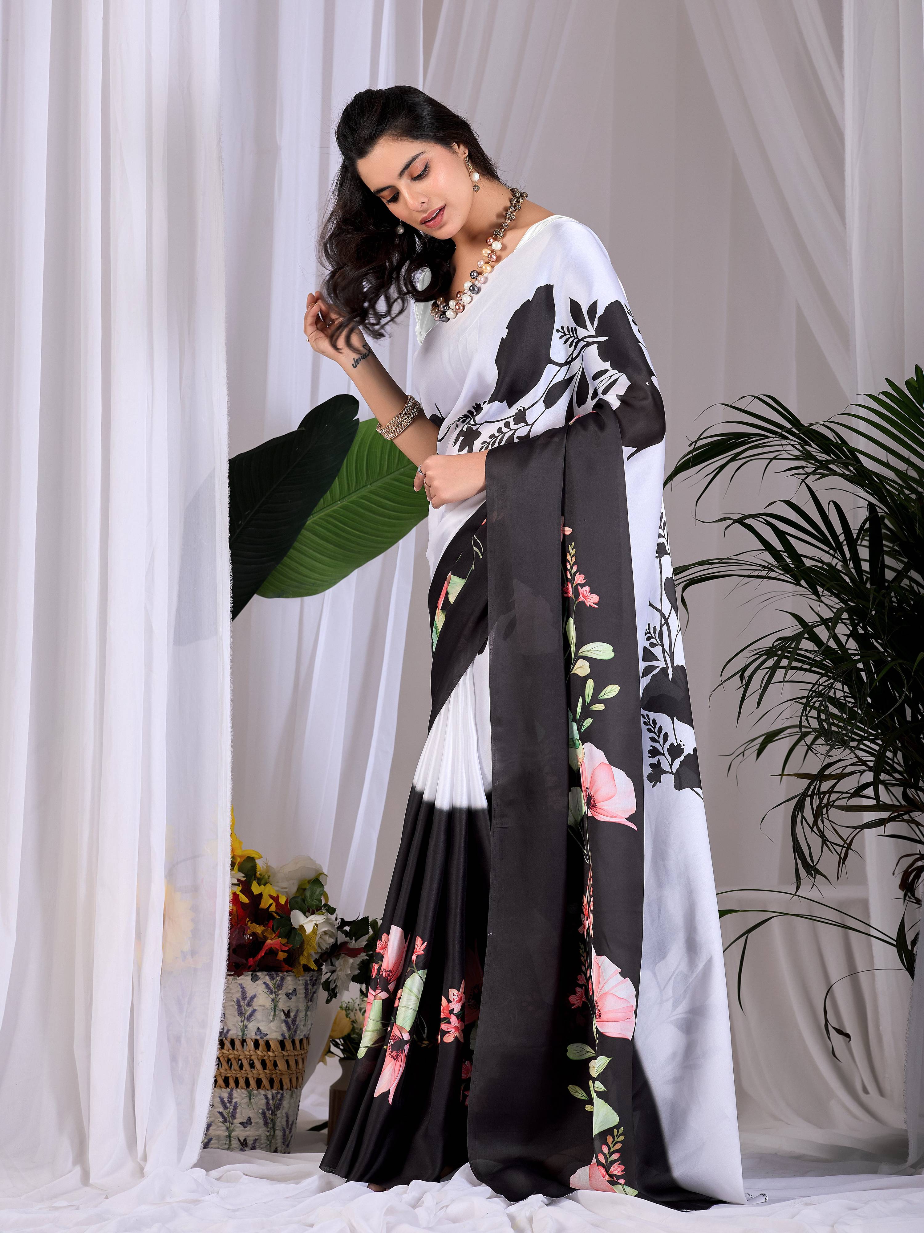 Aastha Fashion Multi Soft Satin Georgette Printed Saree