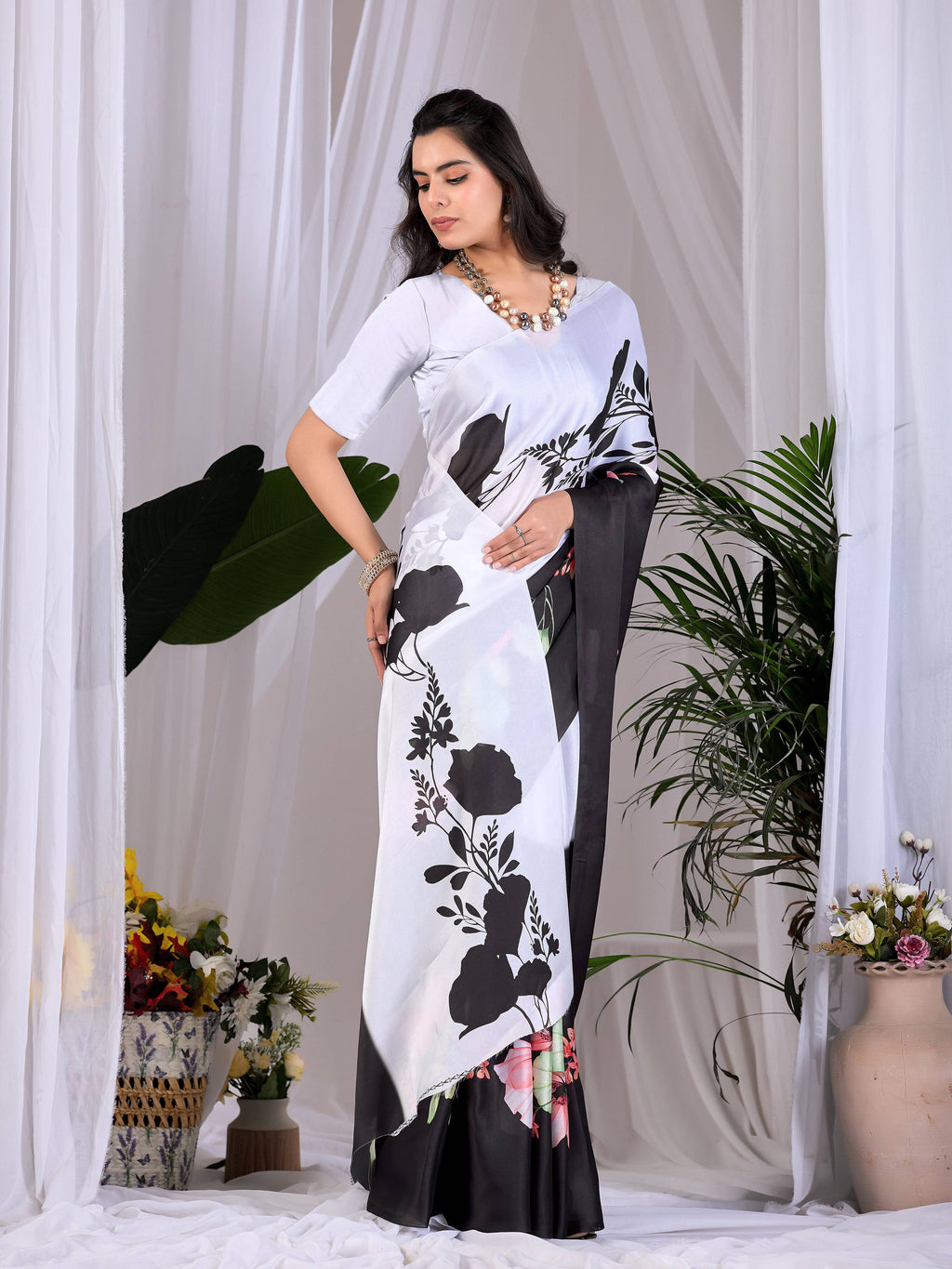 Aastha Fashion Multi Soft Satin Georgette Printed Saree