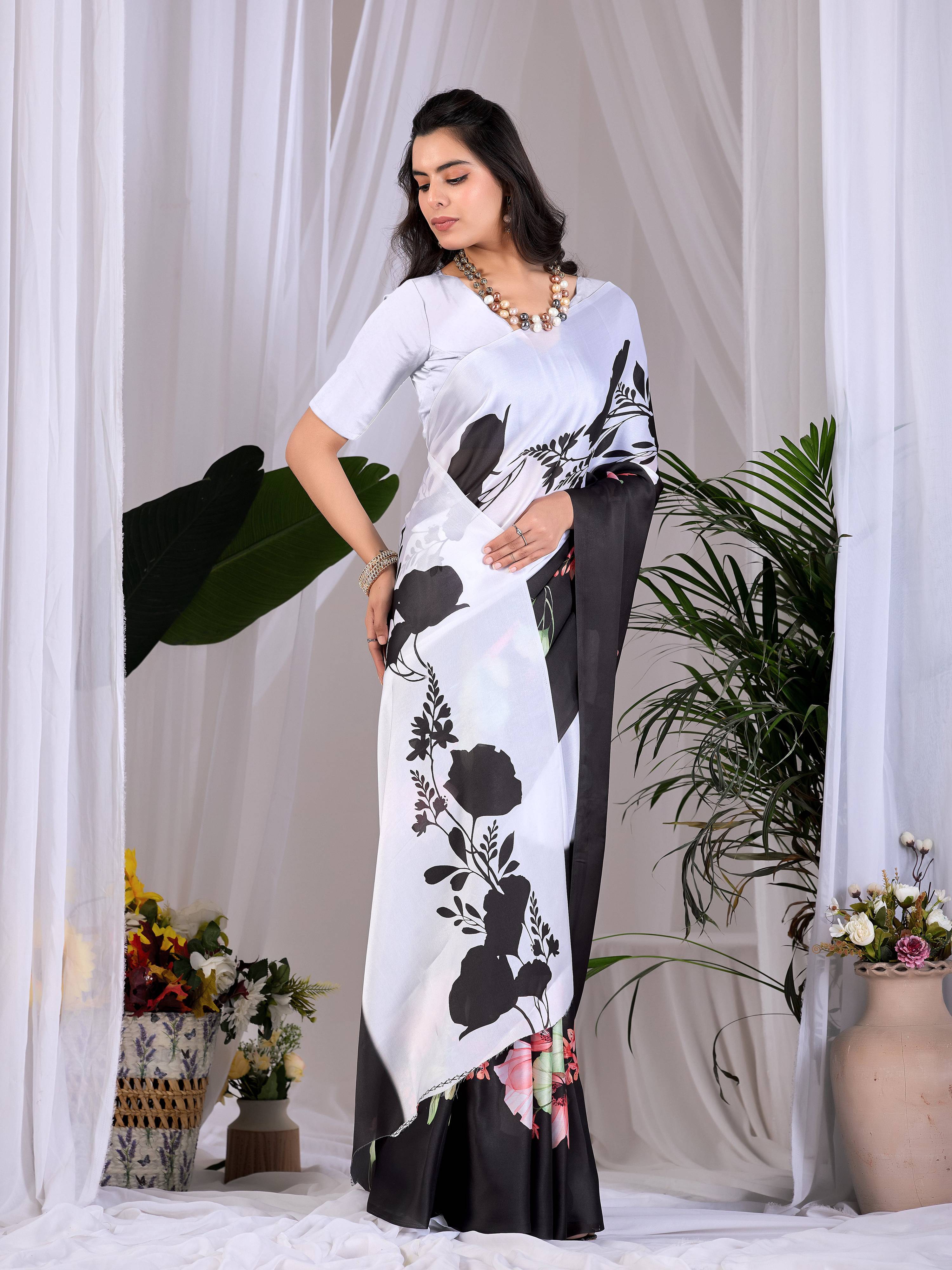 Aastha Fashion Multi Soft Satin Georgette Printed Saree