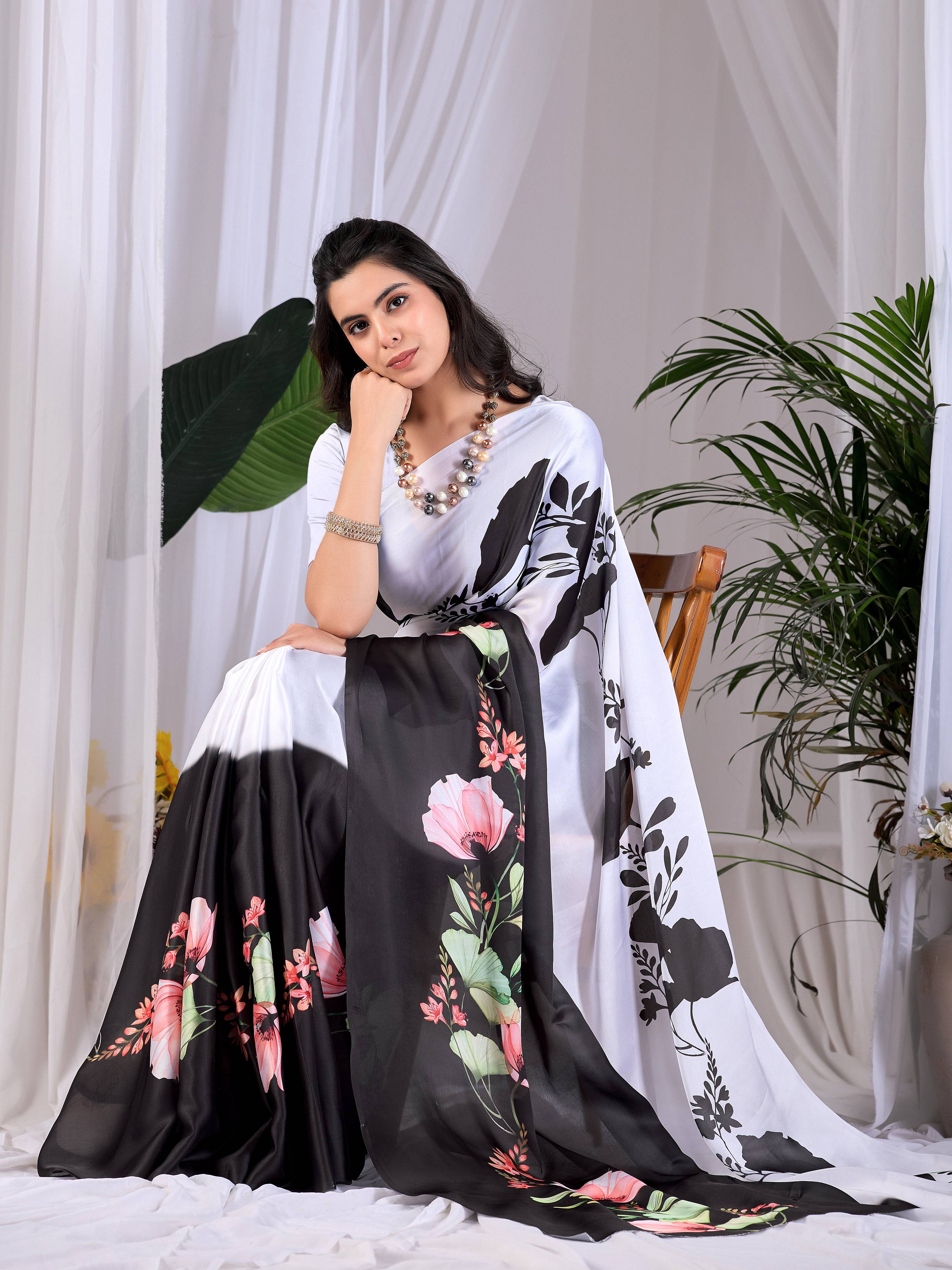 Aastha Fashion Multi Soft Satin Georgette Printed Saree