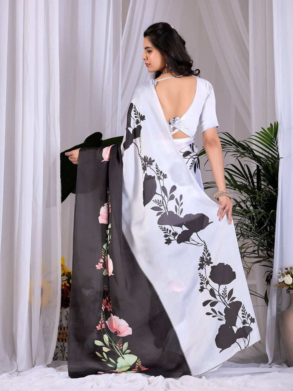 Aastha Fashion Multi Soft Satin Georgette Printed Saree