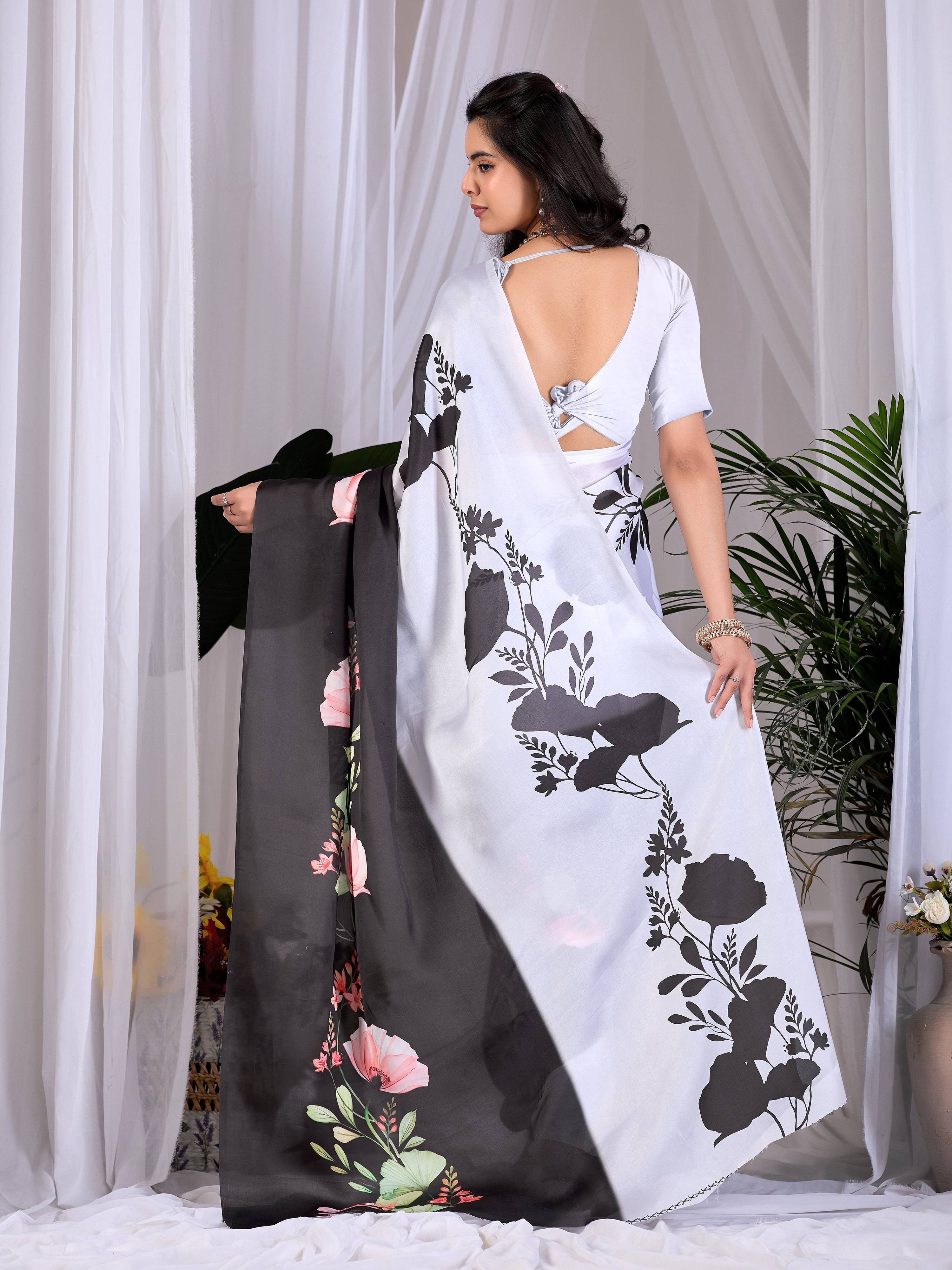Aastha Fashion Multi Soft Satin Georgette Printed Saree