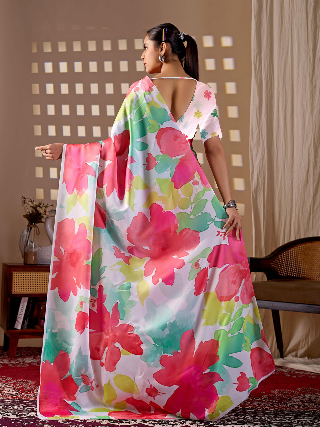 Aastha Fashion Multi Soft Satin Georgette Printed Saree