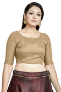 Aastha Fashion Chiku Art Silk Boat Neck Blouse