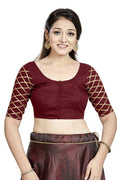 Aastha Fashion Maroon Art Silk Boat Neck Blouse
