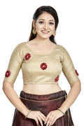 Aastha Fashion Chiku Art Silk Boat Neck Blouse
