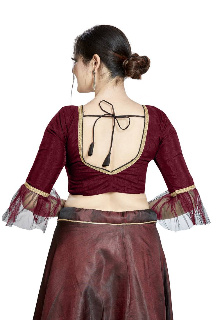 Aastha Fashion Maroon Art Silk Square Style Blouse
