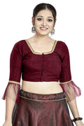 Aastha Fashion Maroon Art Silk Square Style Blouse