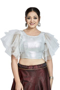 Aastha Fashion Silver Silver Matti Boat Neck Blouse