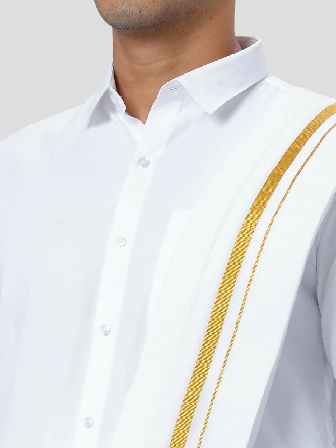 Ramraj Cotton Mens 3/4 Poly Cotton ( 3*1 ) Dhoti, Towel - White