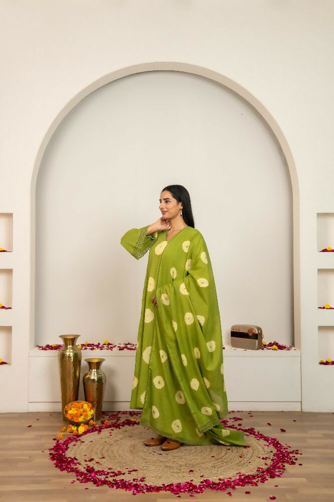 Joban Fashion Green Tie & Dye Cotton Suit Set