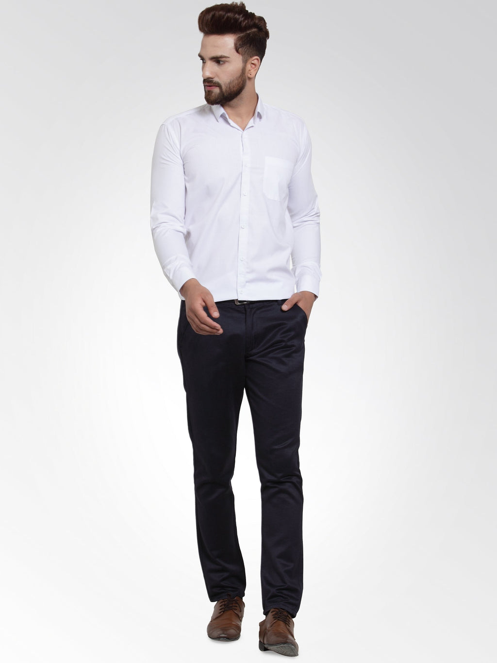 Jainish Men's Cotton Solid White Formal Shirt's ( SF 361White )