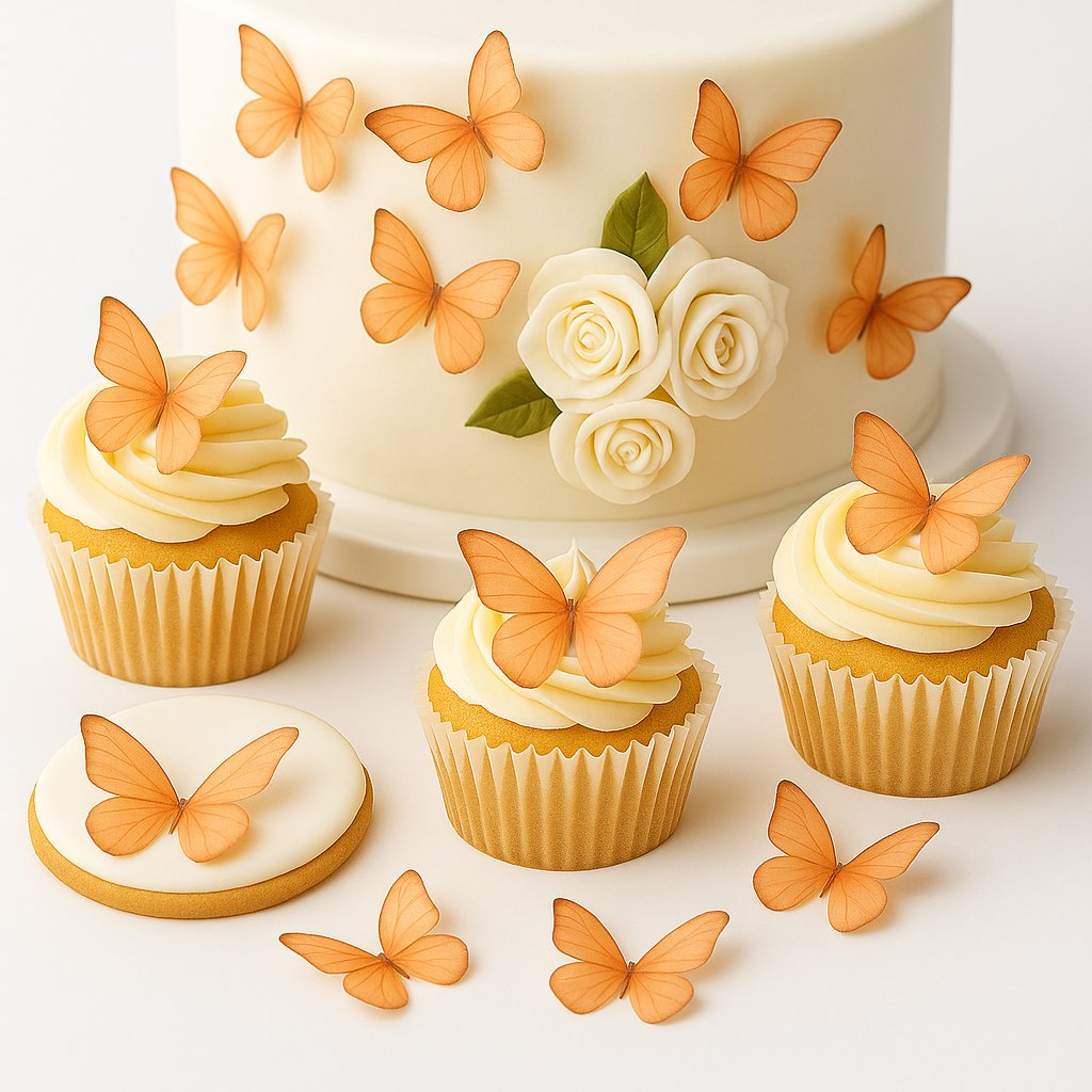 Confect Peach | Pack of 56 Edible Wafer Paper Butterflies