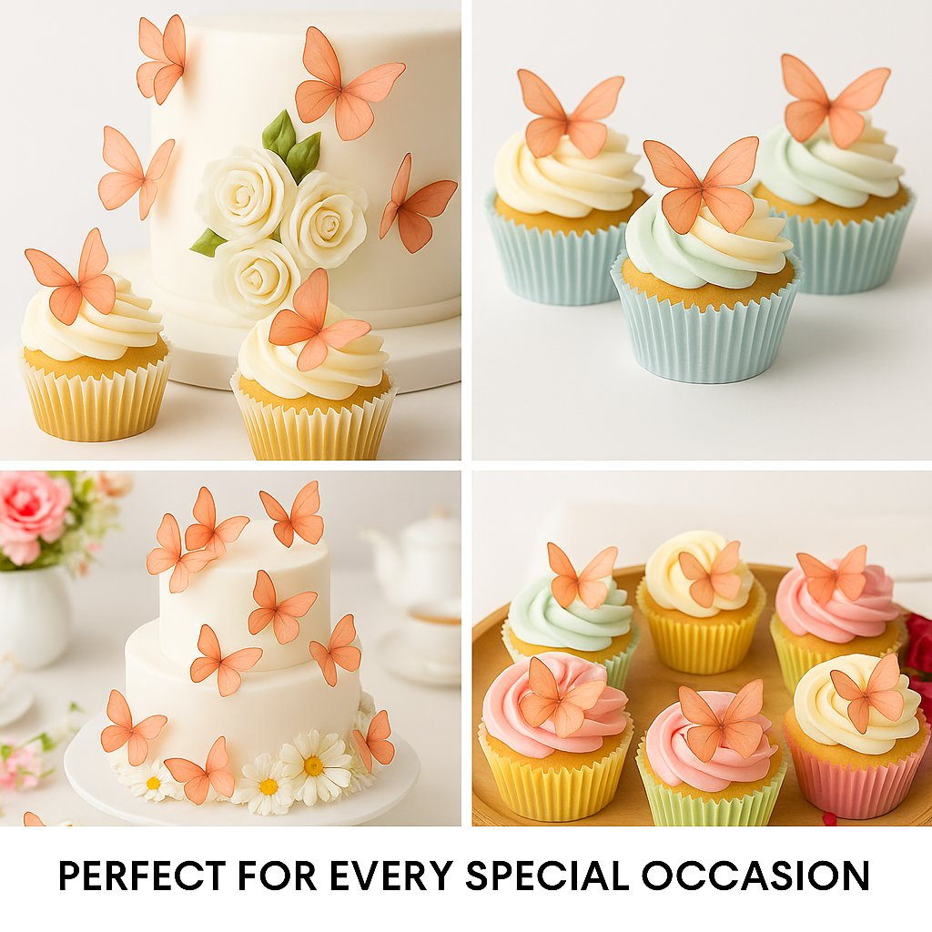 Confect Peach | Pack of 56 Edible Wafer Paper Butterflies